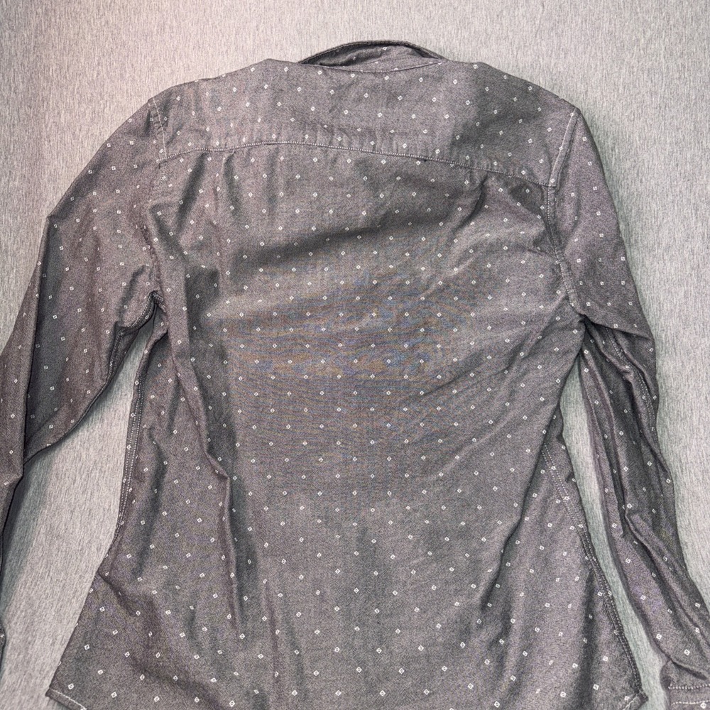 American Eagle Men's small Gray Geometric Print Button Down Long Sleeve Shirt - Picture 3 of 7
